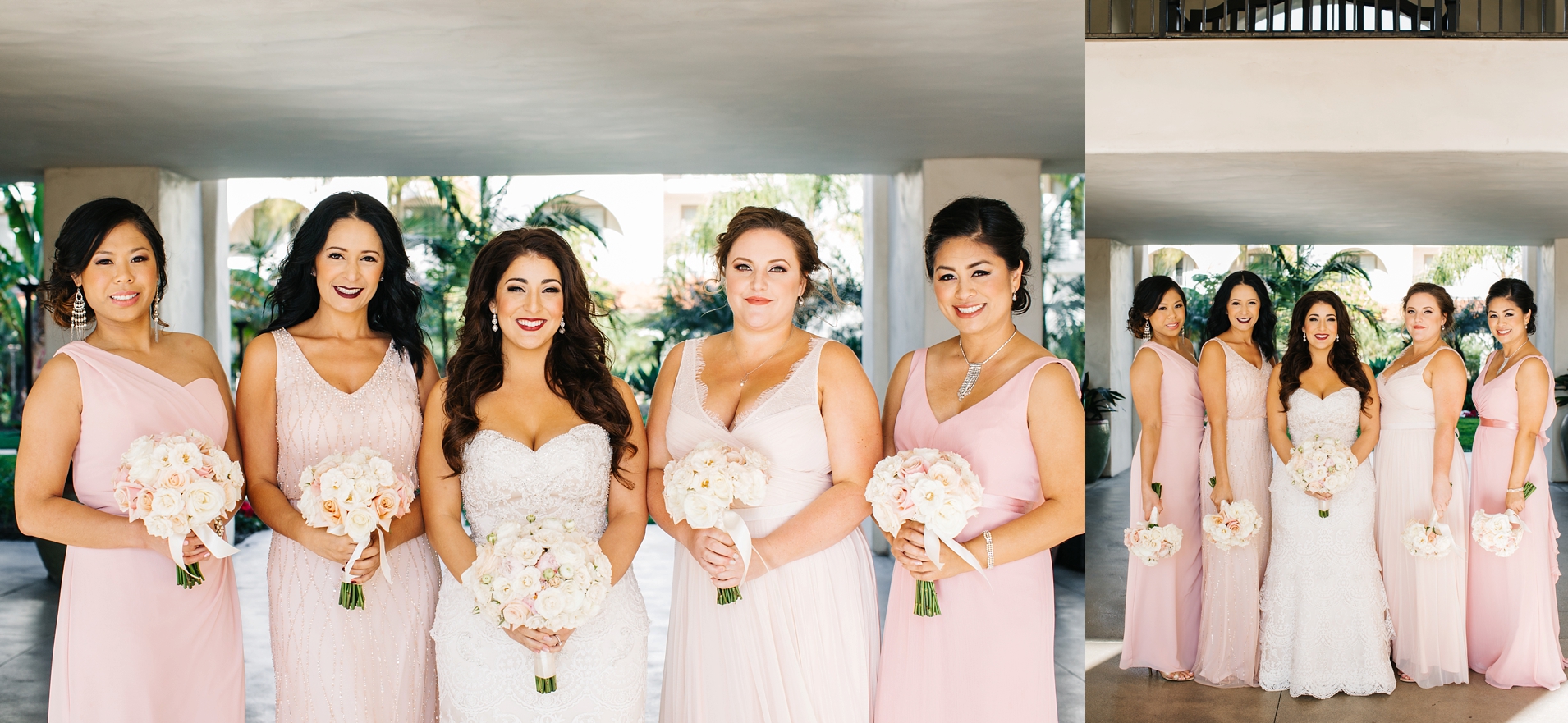 Bride and Bridesmaids in Huntington Beach, CA