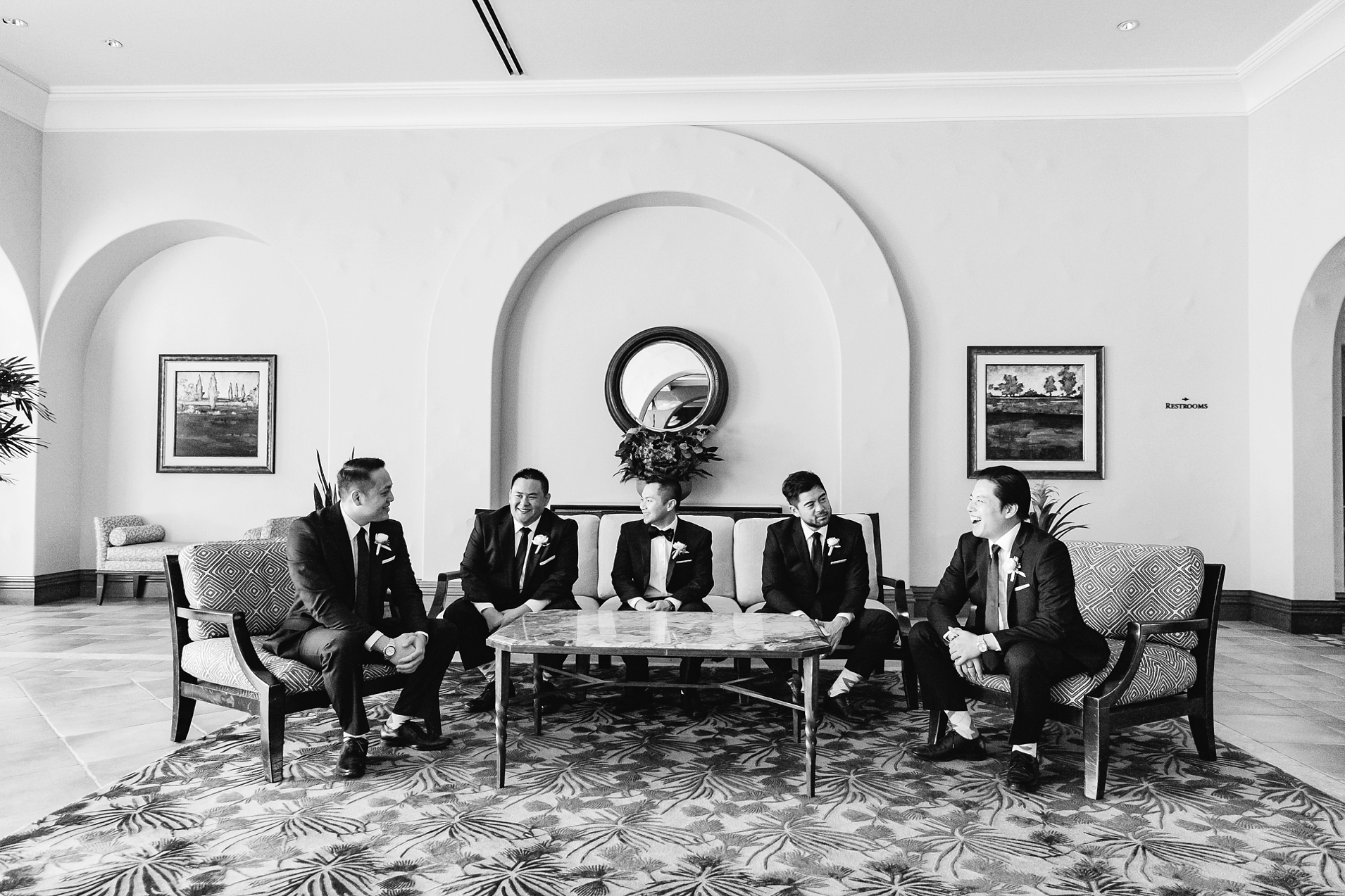 Groom and Groomsmen Hotel Lobby