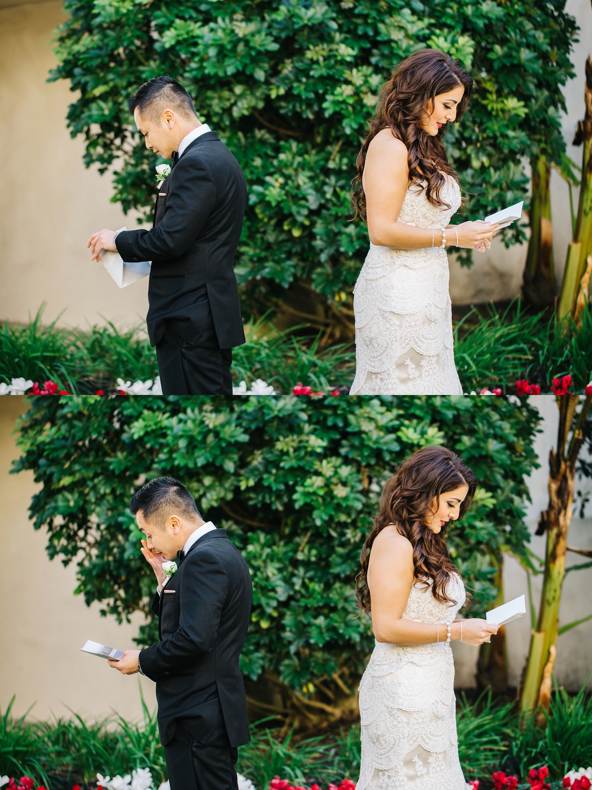 Bride and Groom First Look in Orange County