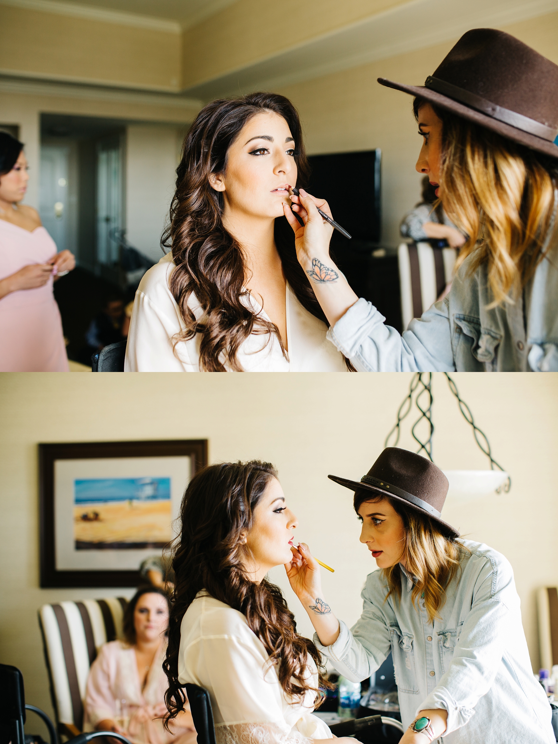 Bride getting makeup done - Brittney Hannon Photography