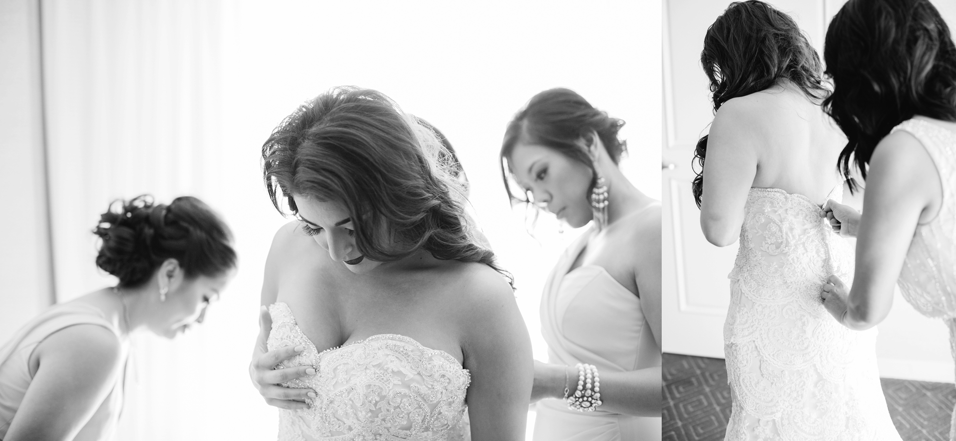 Bride getting into Wedding Dress - Brittney Hannon Photography