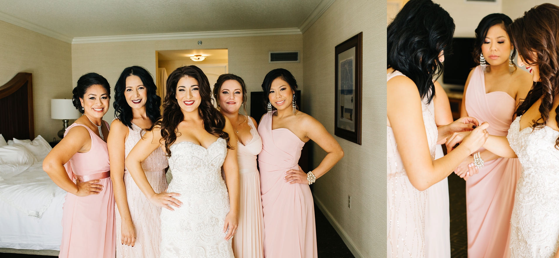 Bride and Bridesmaids in Huntington Beach, CA