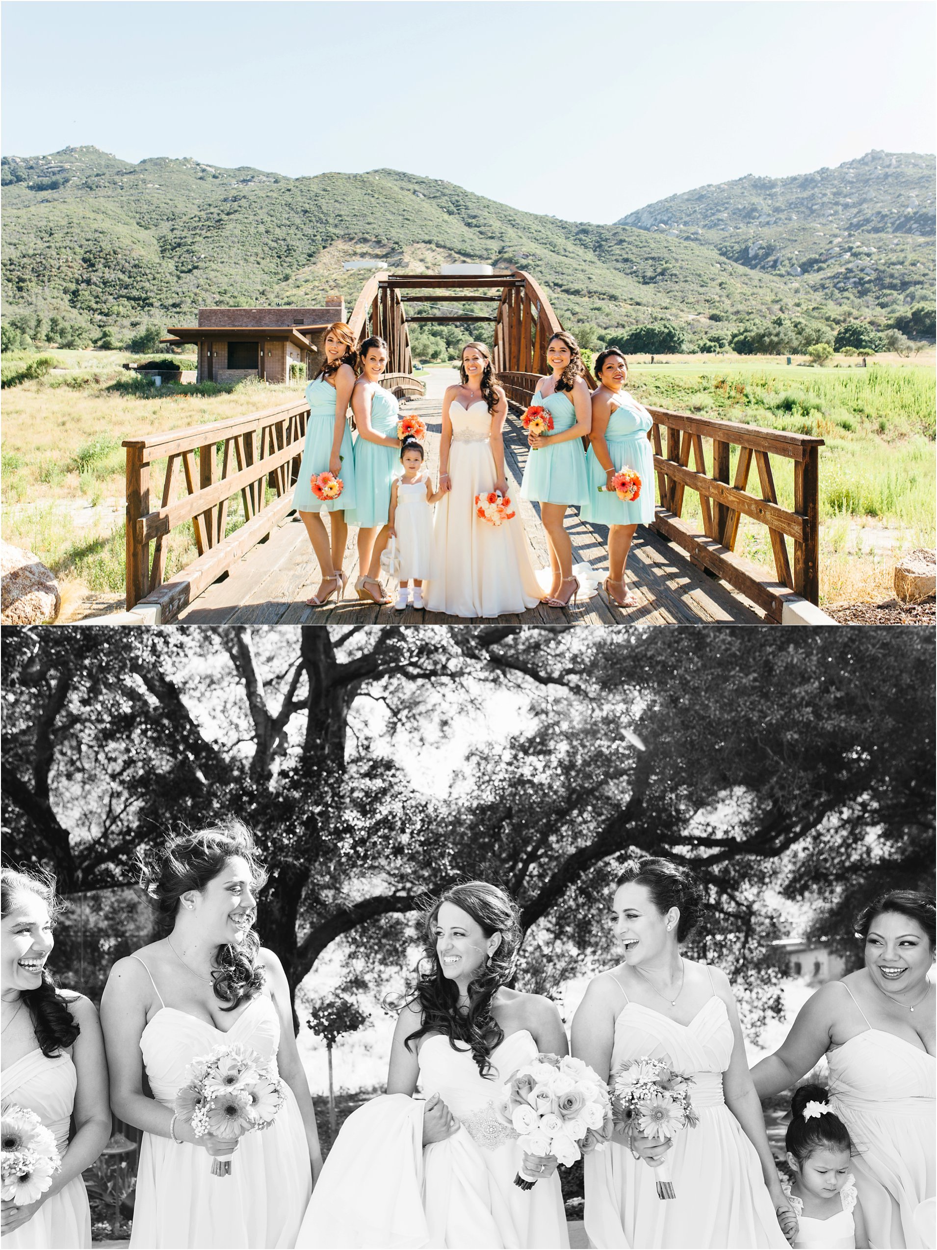 bride and bridesmaids photos at journey's end at pechanga casino