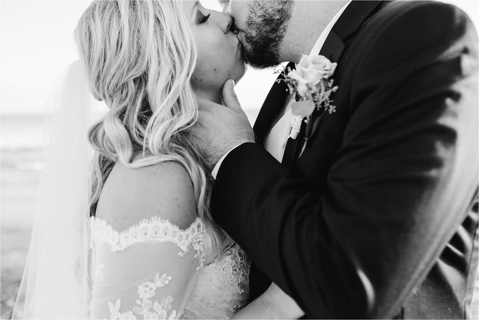 Black and White Romantic Bride and Groom Photo