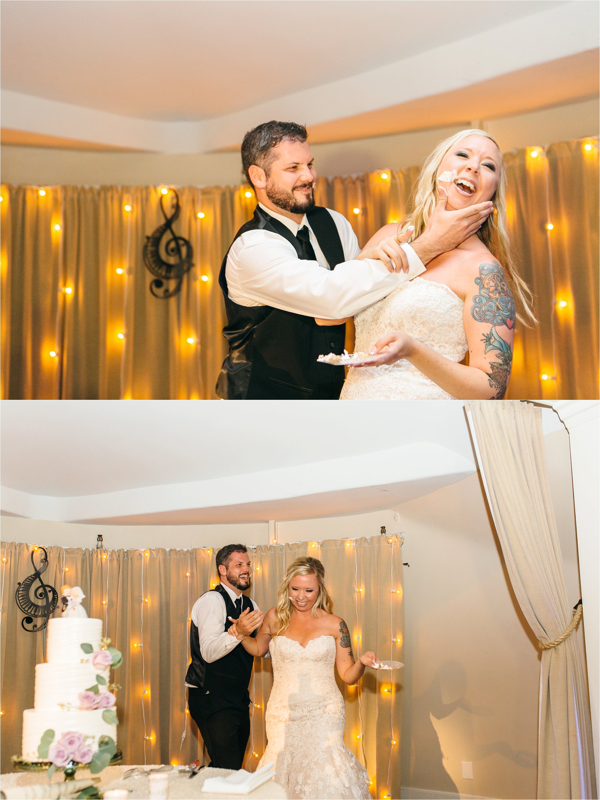 Bride and Groom Cutting the Cake