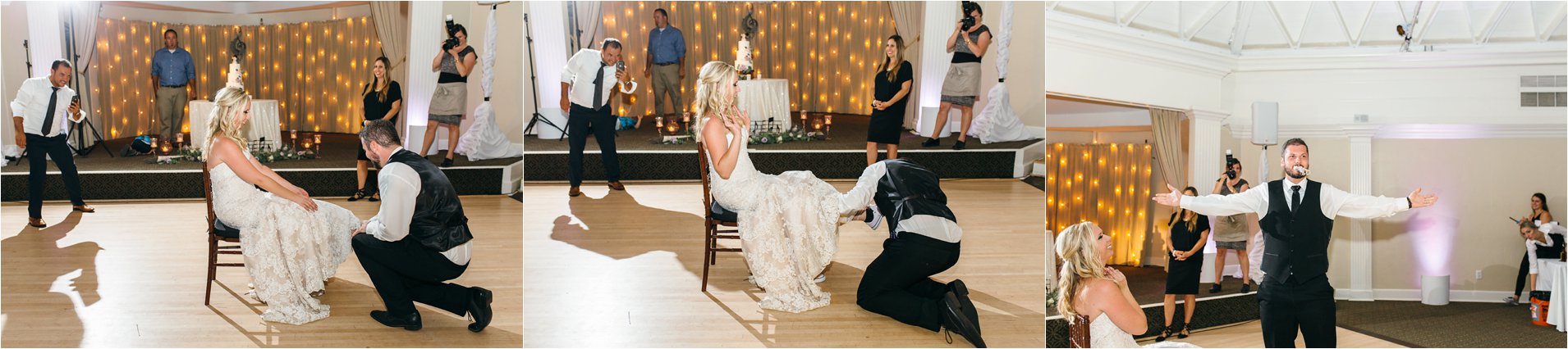 Groom getting the garter