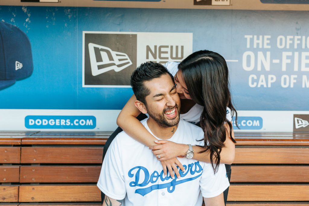 Tips on how to rock your engagement session - Dodger Stadium Engagement Photos - https://brittneyhannonphotography.com