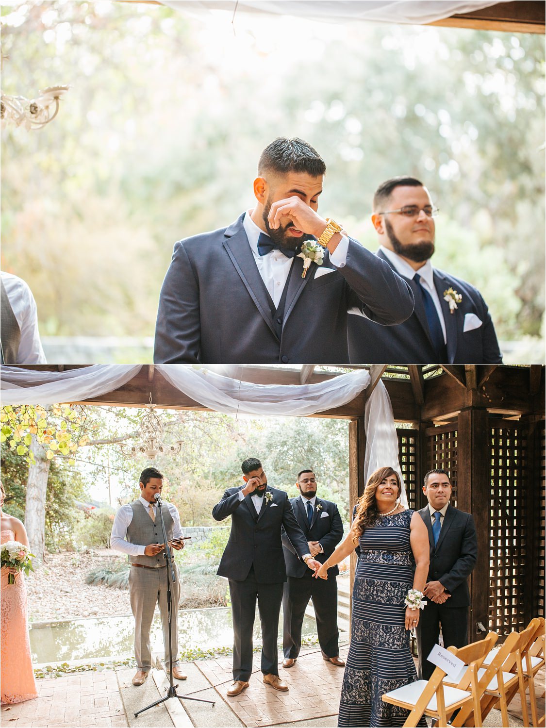 Groom seeing bride walking down the aisle - emotional groom - http://brittneyhannonphotography.com