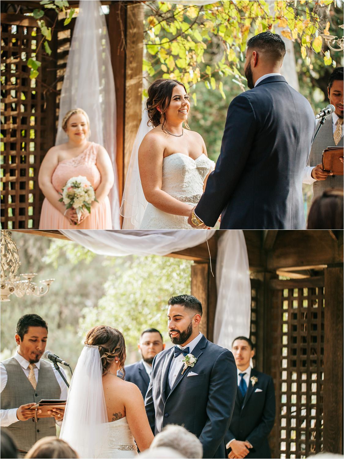 Fall Wedding - Bride and Groom saying vows - http://brittneyhannonphotography.com