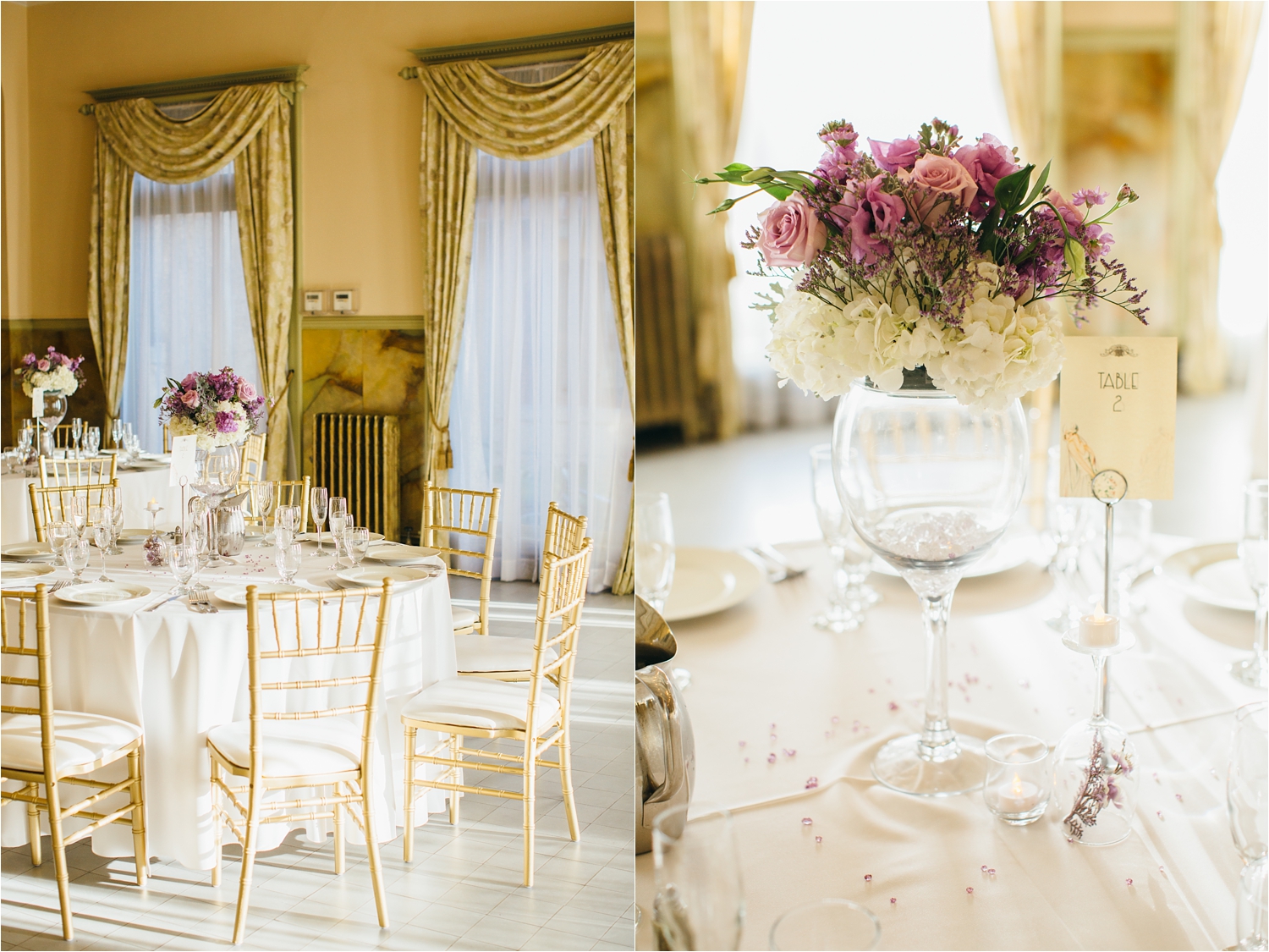 gorgeous ballroom setup for a wedding at castle green