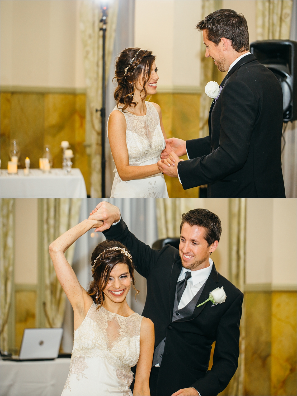 bride and groom share a first dance