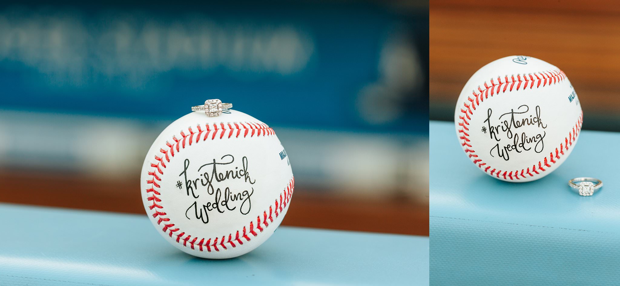 Engagement Ring and Baseball at Dodger Stadium - LA - http://brittneyhannonphotography.com