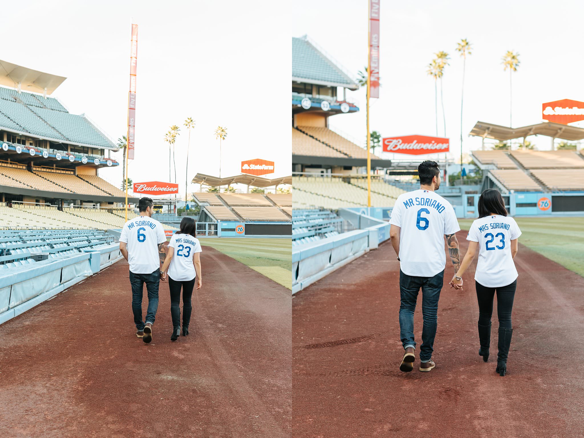 Romantic and Fun Dodger Fan Engagement Photos - Dodger Stadium - Los Angeles, CA - http://brittneyhannonphotography.com