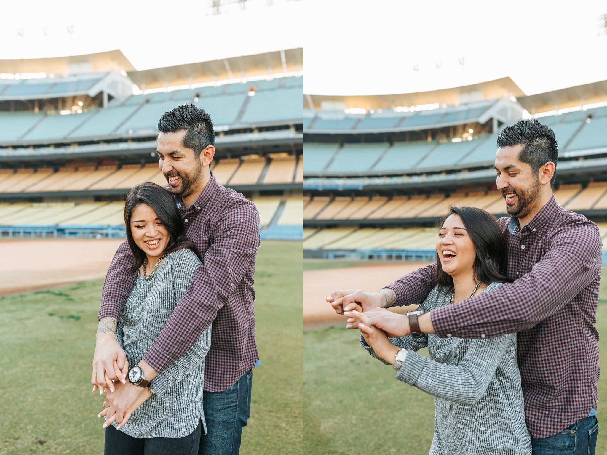 Baseball Engagement Session at Dodger Stadium in Los Angeles, CA - http://brittneyhannonphotography.com