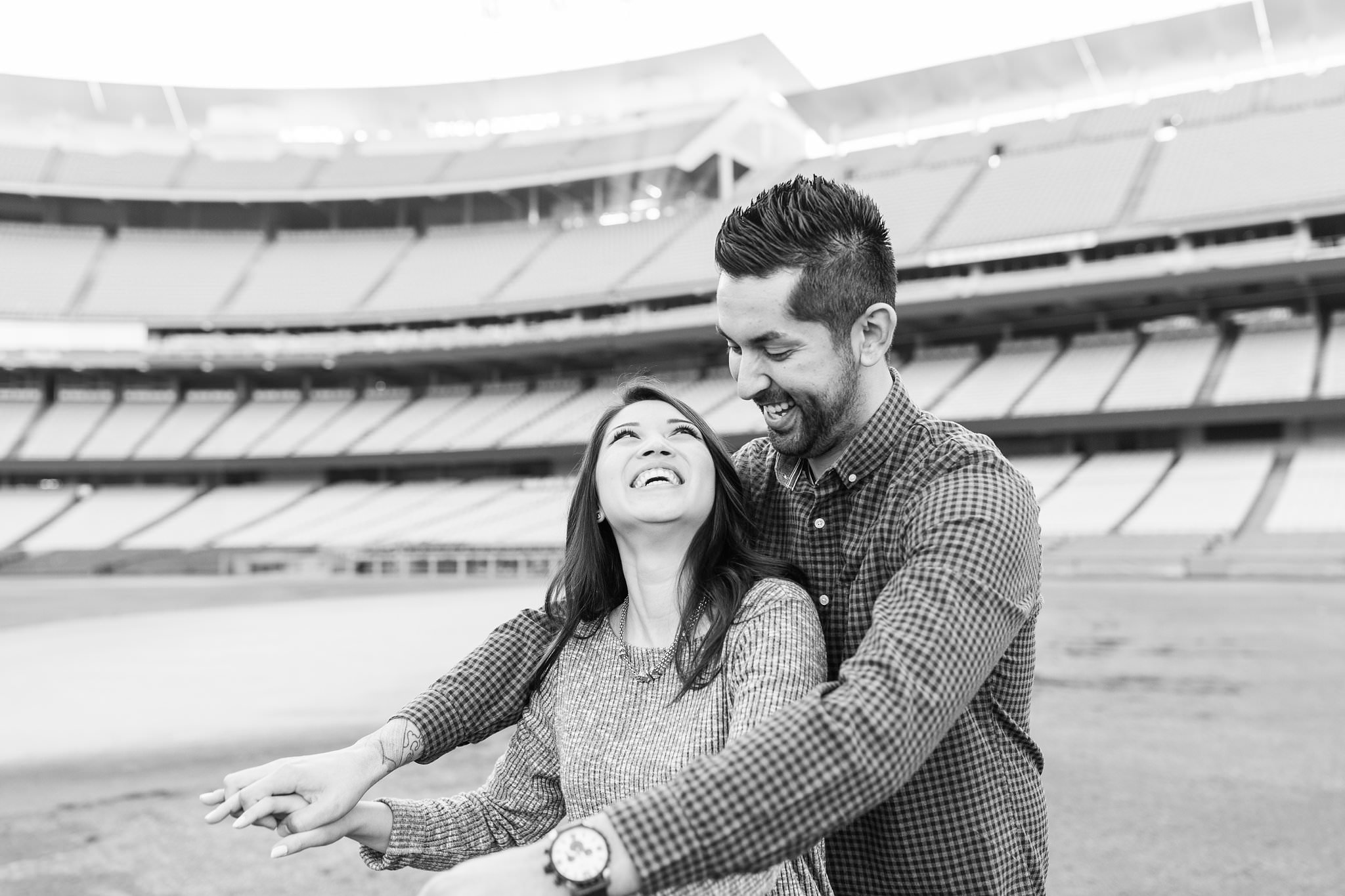 Love at the Stadium - A Dodger Stadium Engagement Session in Los Angeles, CA - http://brittneyhannonphotography.com