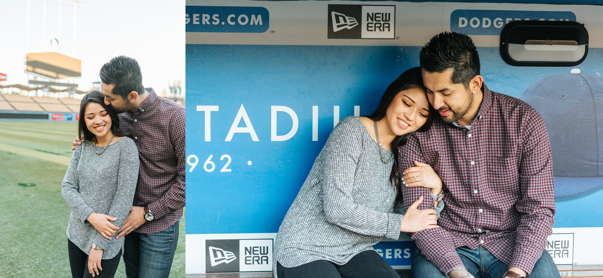 Dodgers Dugout - Engagement Photography in Los Angeles, CA - http://brittneyhannonphotography.com