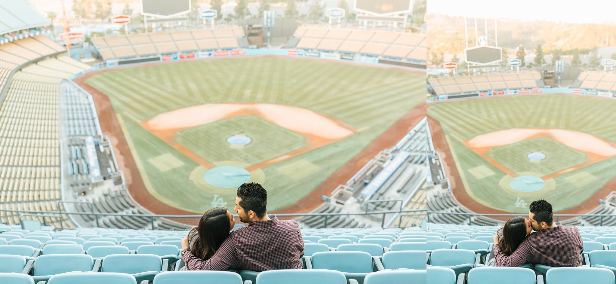 Dodger Stadium Engagement Session - Dodger Fans - Boys in Blue - http://brittneyhannonphotography.com