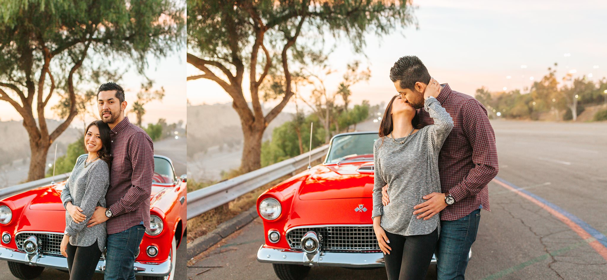 Classic Car Engagement Session at Dodger Stadium in Los Angeles - Los Angeles Wedding Photographer - http://brittneyhannonphotography.com