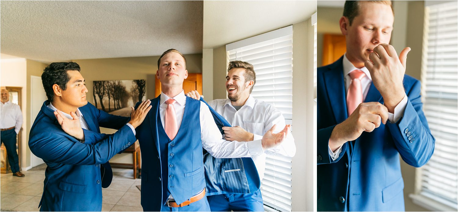 Groom and Groomsmen getting ready for wedding - Chino Hills Wedding Photographer - https://brittneyhannonphotography.com