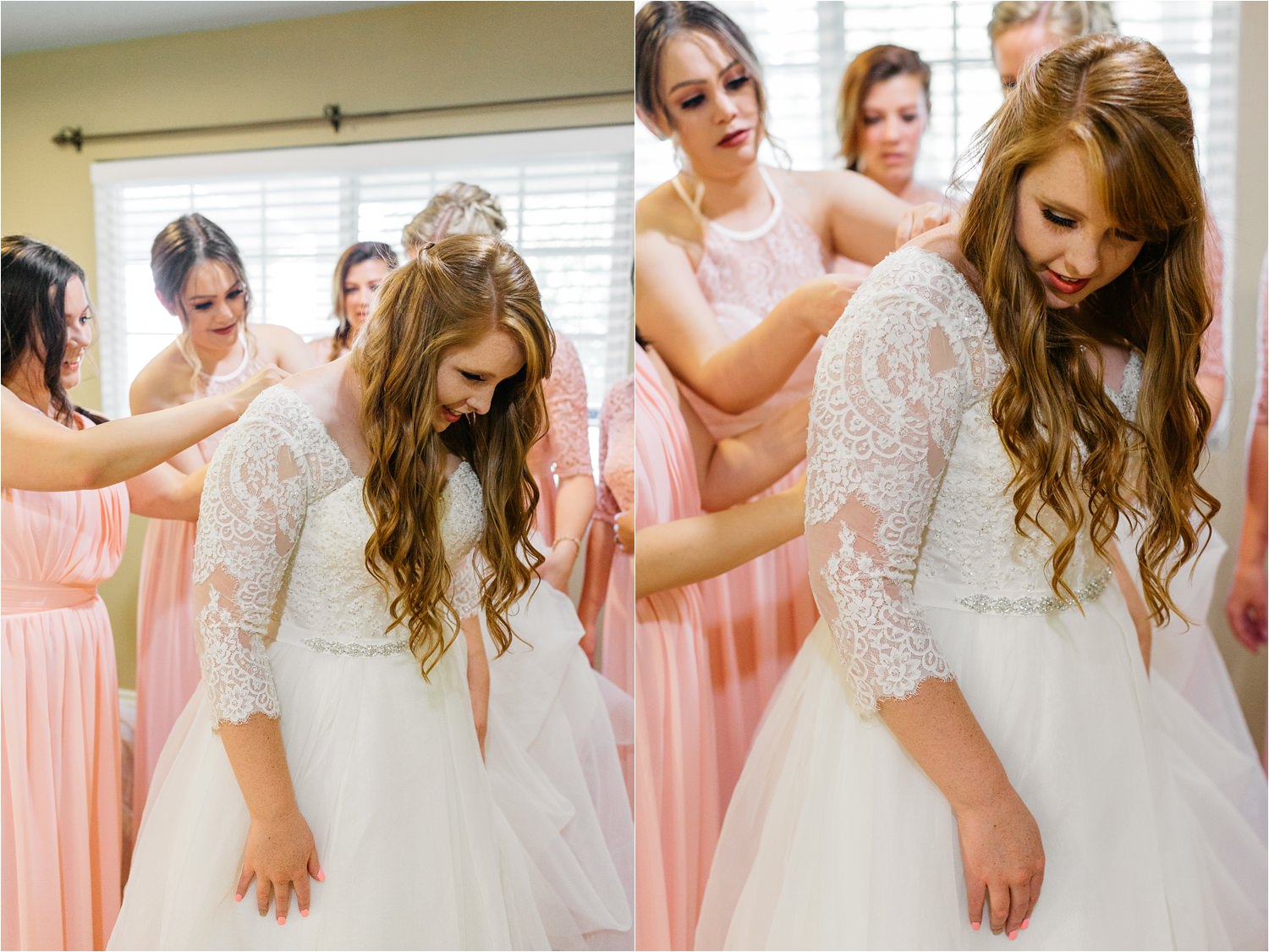 Bride getting into wedding dress - Chino Hills wedding - https://brittneyhannonphotography.com