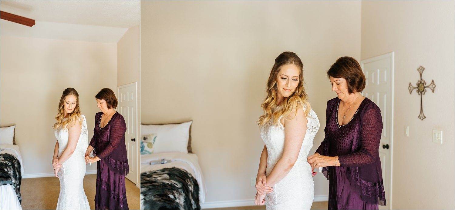 Bride getting into wedding dress - https://brittneyhannonphotography.com