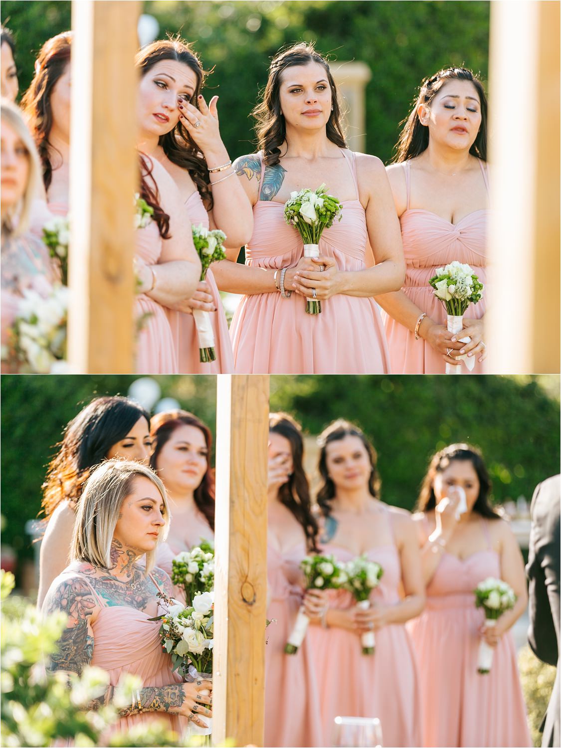 Emotional bridesmaids watching the bride and groom exchange vows - https://brittneyhannonphotography.com