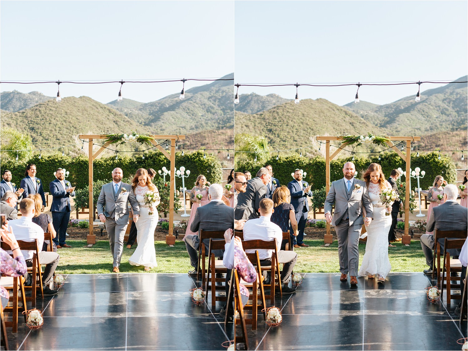 Bride and Groom walk down the aisle after wedding ceremony - https://brittneyhannonphotography.com