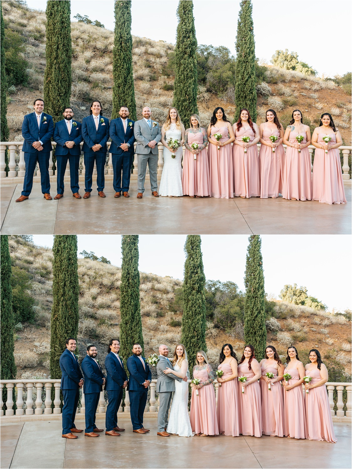 Grey and Pink Wedding Colors - Wedding Party Photos - https://brittneyhannonphotography.com