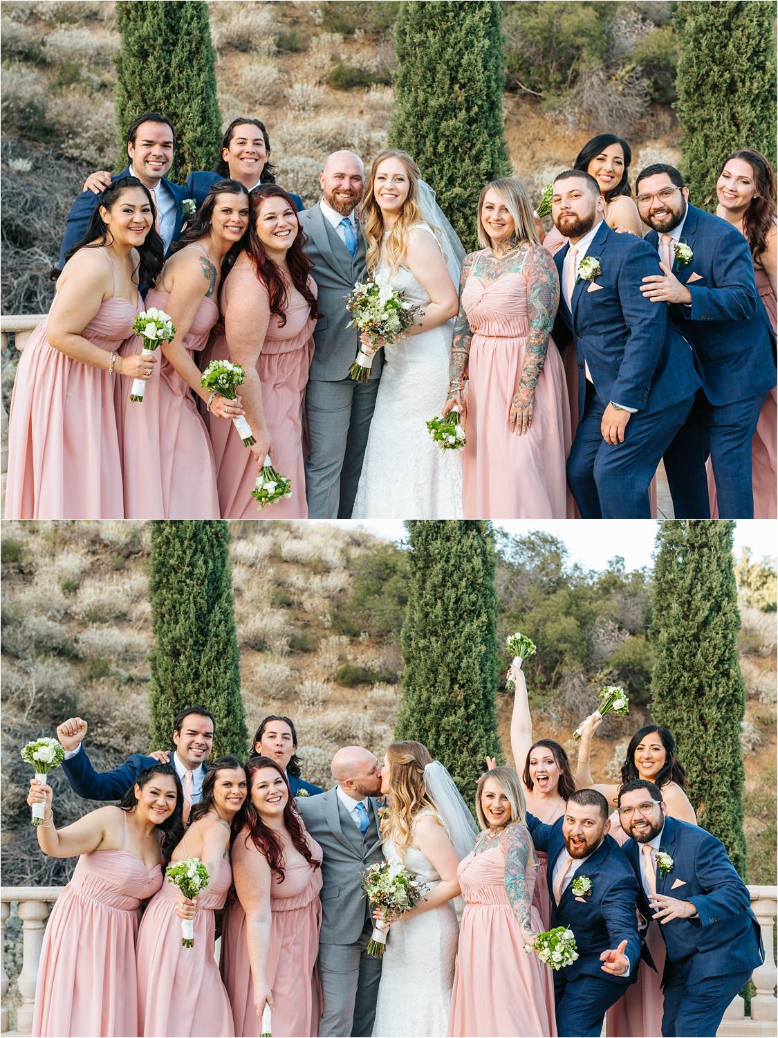 Super cute wedding party photo with the bride and groom - https://brittneyhannonphotography.com