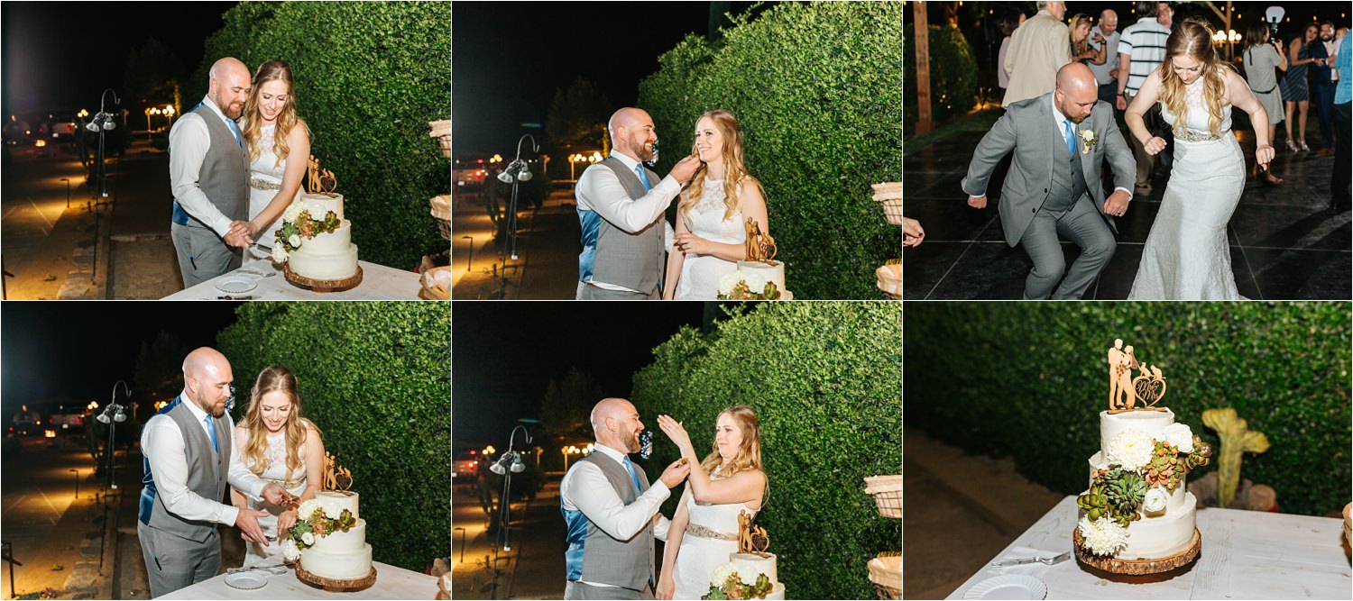 Cake cutting during the wedding reception - https://brittneyhannonphotography.com
