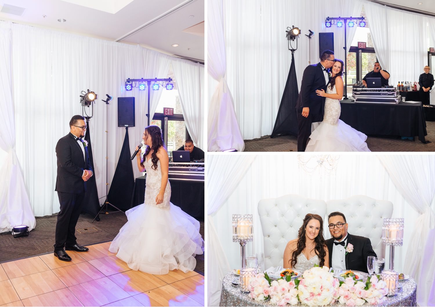 Bride and Groom at Sweetheart Table - https://brittneyhannonphotography.com