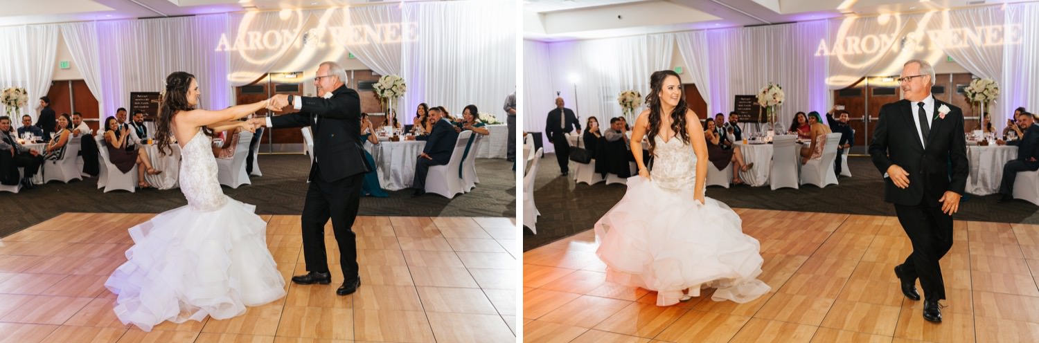 Bride and her Dad surprise guests as they perform a choreographed dance - https://brittneyhannonphotography.com