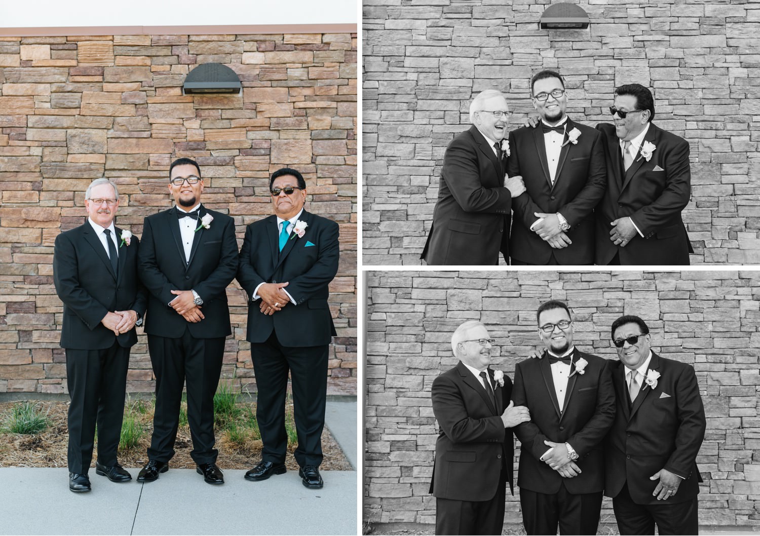 Groom with his dad and the brides dad - https://brittneyhannonphotography.com