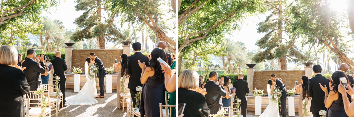 We're married - bride and groom walk down the aisle - https://brittneyhannonphotography.com