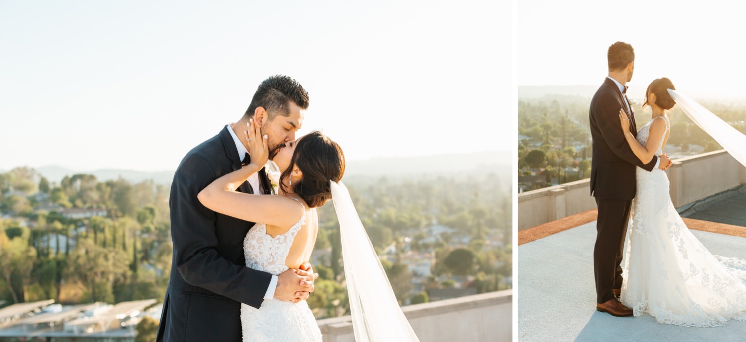 Gorgeous natural light wedding photos - Los Angeles rooftop wedding - https://brittneyhannonphotography.com