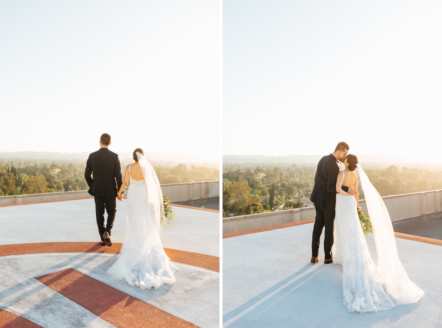 Bride and Groom rooftop wedding photos - Woodland Hills Wedding - https://brittneyhannonphotography.com