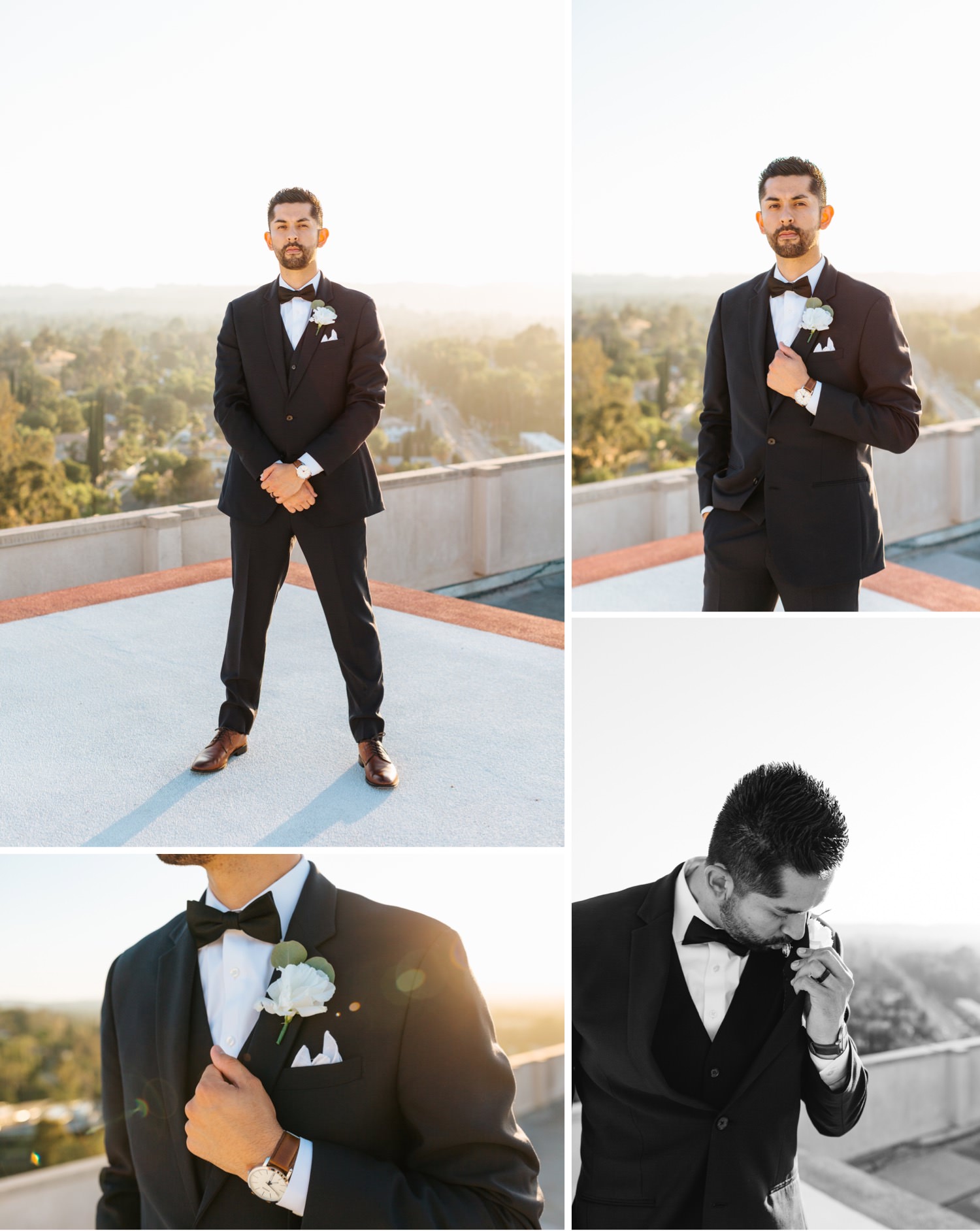 Handsome Groom - Rooftop LA Wedding Photos - https://brittneyhannonphotography.com