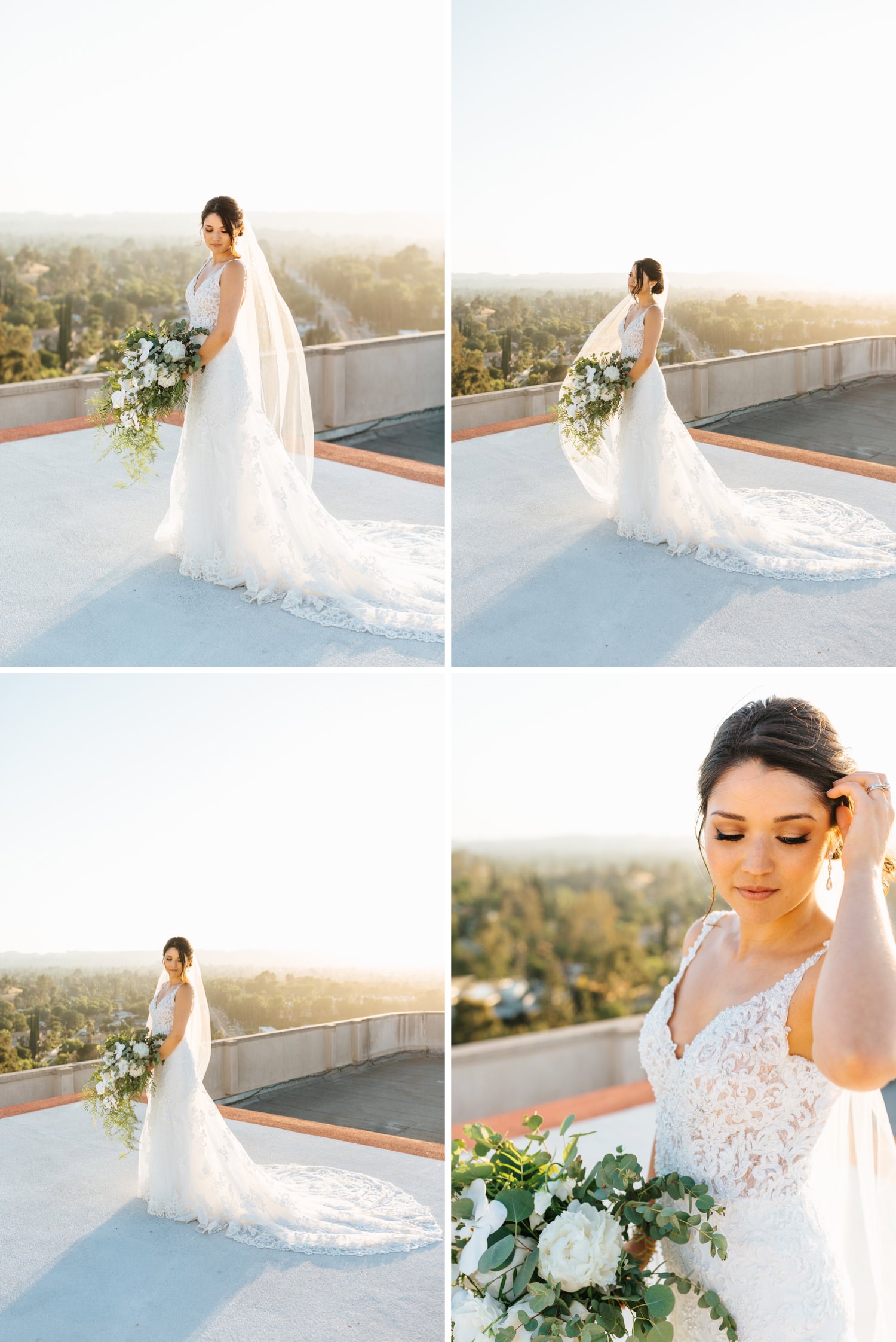 Stunning Bridal Portraits - Beautiful Bride - LA rooftop Wedding photos - https://brittneyhannonphotography.com