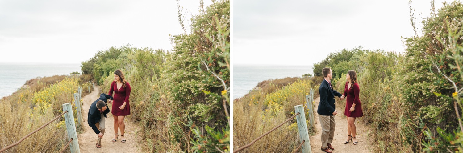 groom-pretends-to-fall-during-engagement-session