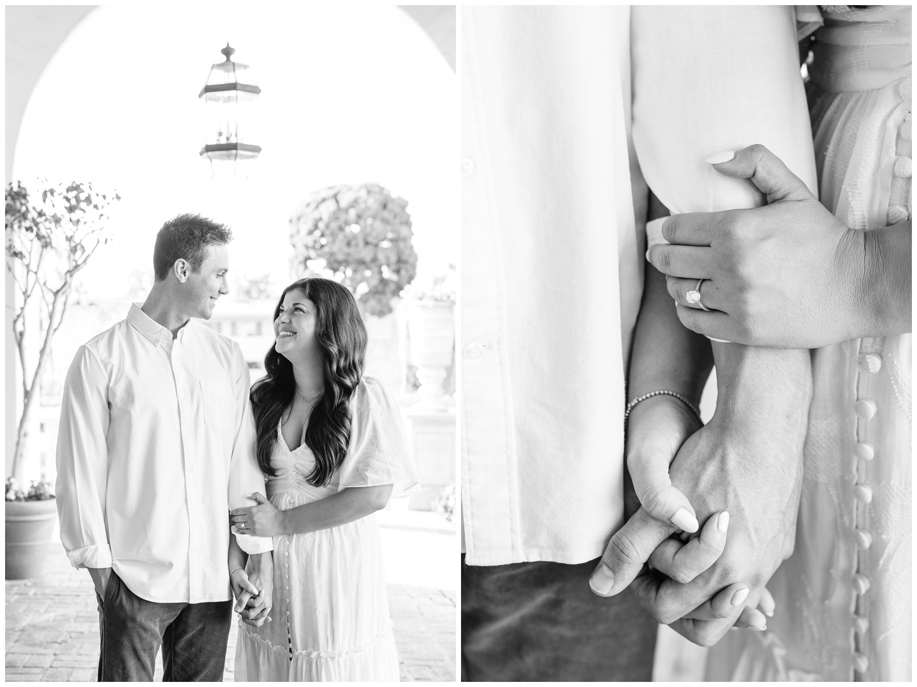 black and white engagement photos