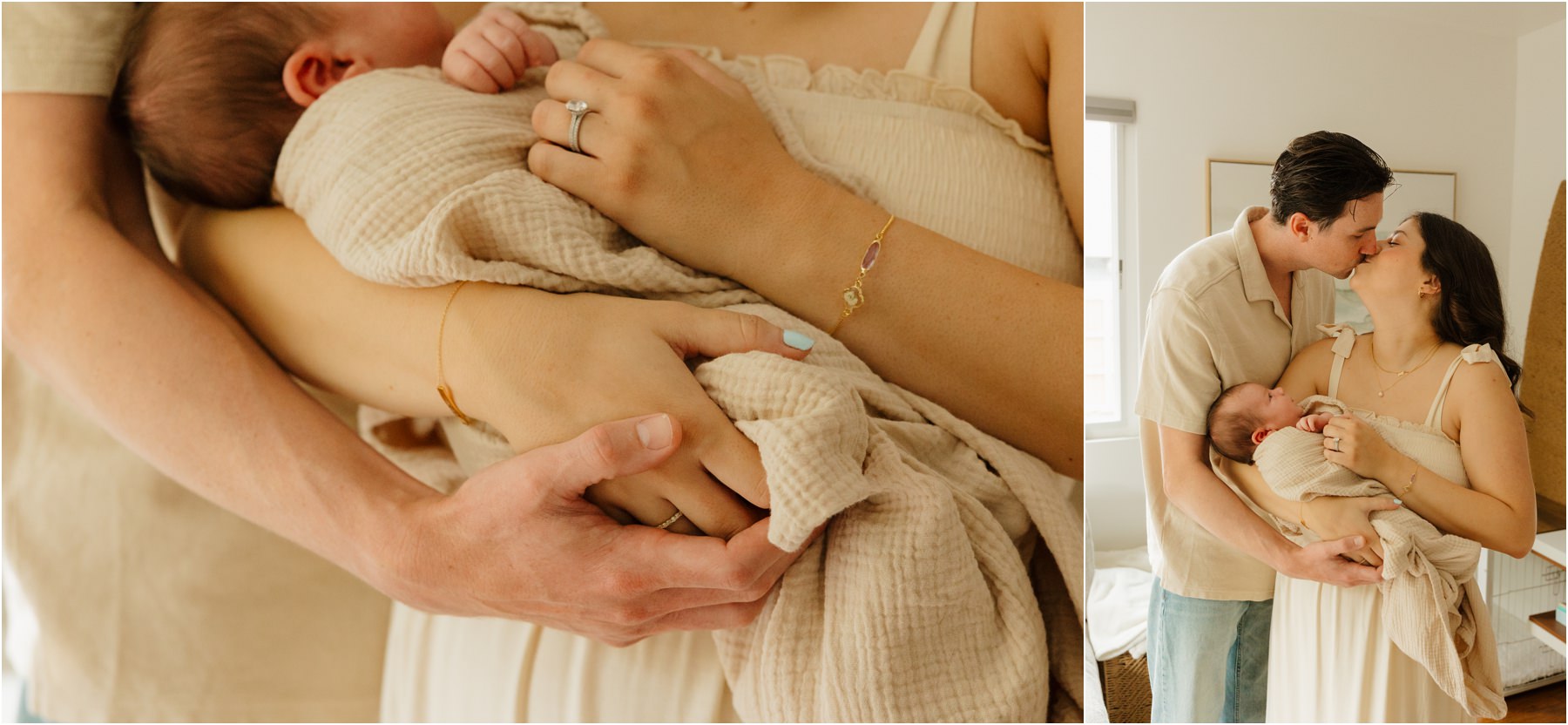 Neutral Beach Vibes for the in home lifestyle newborn session